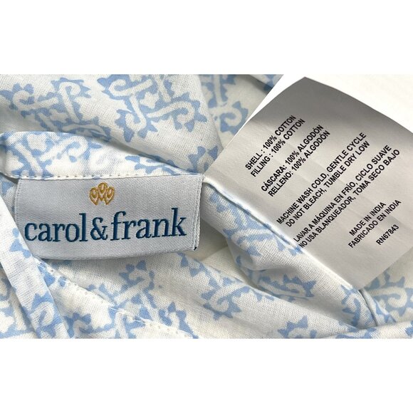 Single (1) CAROL & FRANK 20"x26" Standard Cotton PILLOW SHAM Blue/White Geo NEW - Picture 3 of 4